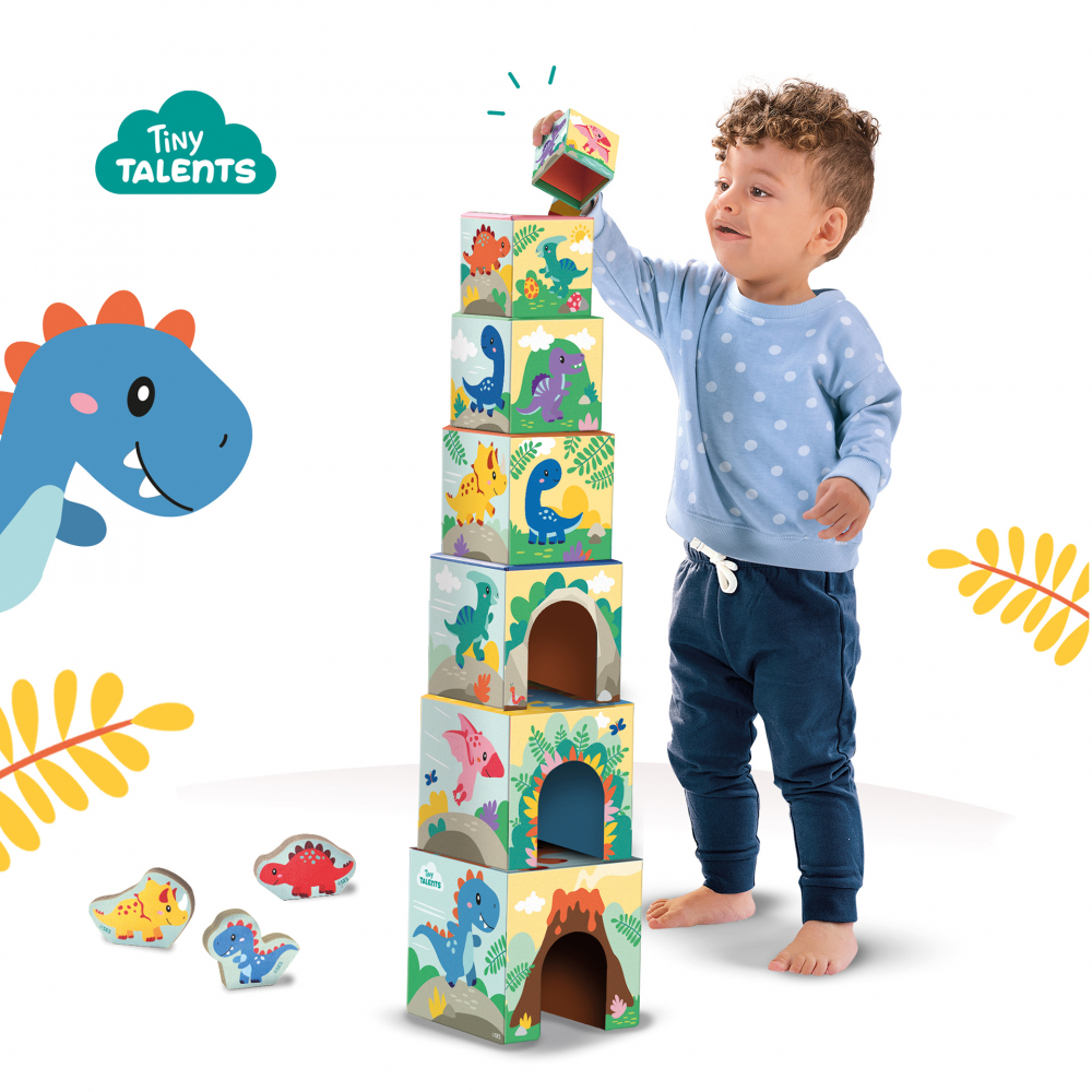 Jucarie de stivuit pentru copii - Turn cu figurine de dinozauri [4]