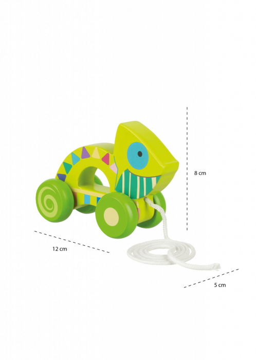 Jucarie de tras din lemn, Cameleon, Orange Tree Toys, varsta 1 - 3 ani, Baiat, Fata [3]