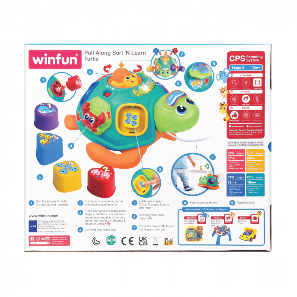 Jucarie de tras testoasa cu forme pentru bebelusi, winfun, varsta de la 1 an la 3 ani [13]