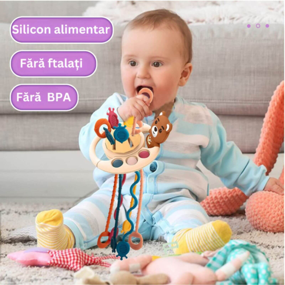 Jucarie Dentitie Senzoriala Bebelusi, Ursulet din silicon, Striatii [6]