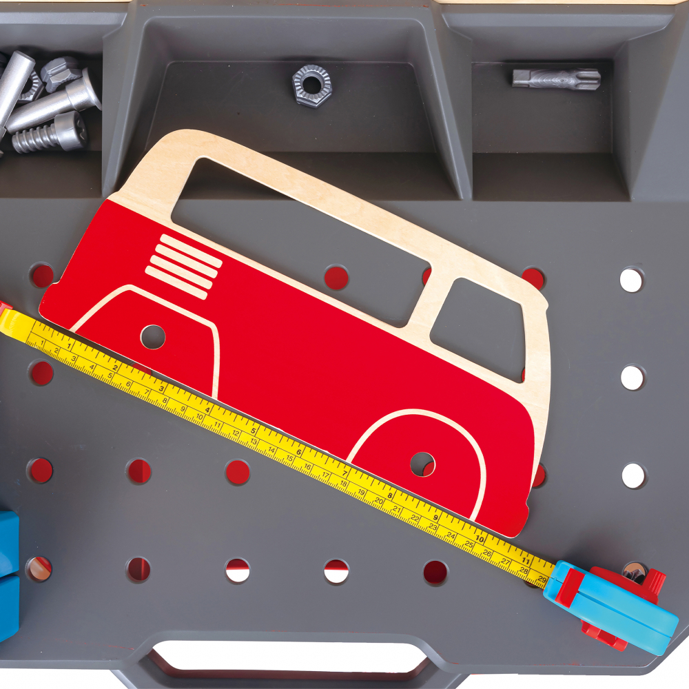 Jucarie din lemn - Banc de lucru pentru service si reparatii auto (71 piese) [8]