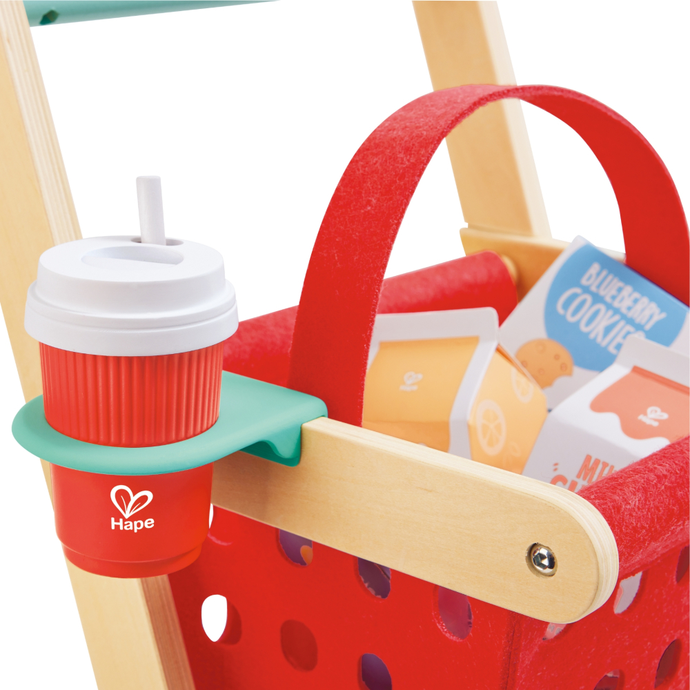 Jucarie din lemn - Carucior rosu de cumparaturi (10 piese), copii varsta 3 ani+,6 ani+,8 ani+ [4]