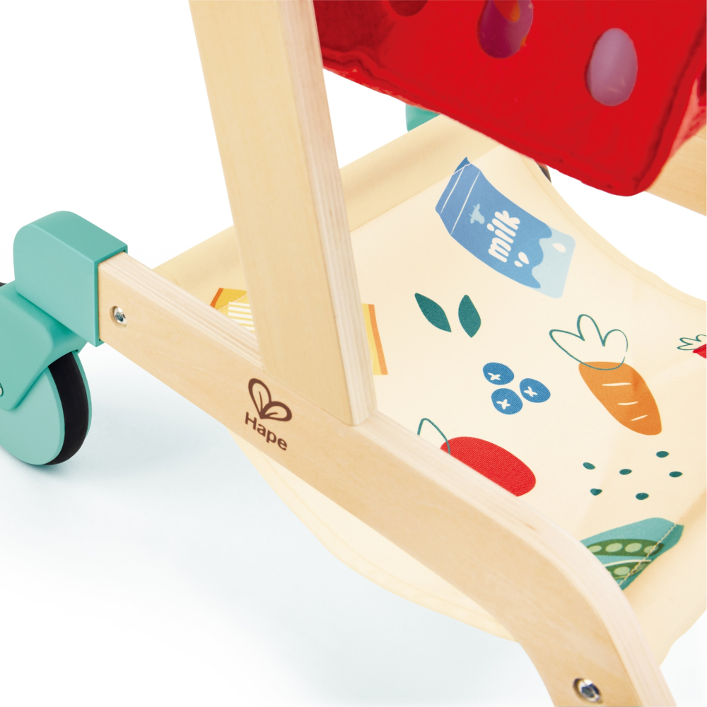 Jucarie din lemn - Carucior rosu de cumparaturi (10 piese), copii varsta 3 ani+,6 ani+,8 ani+ [5]