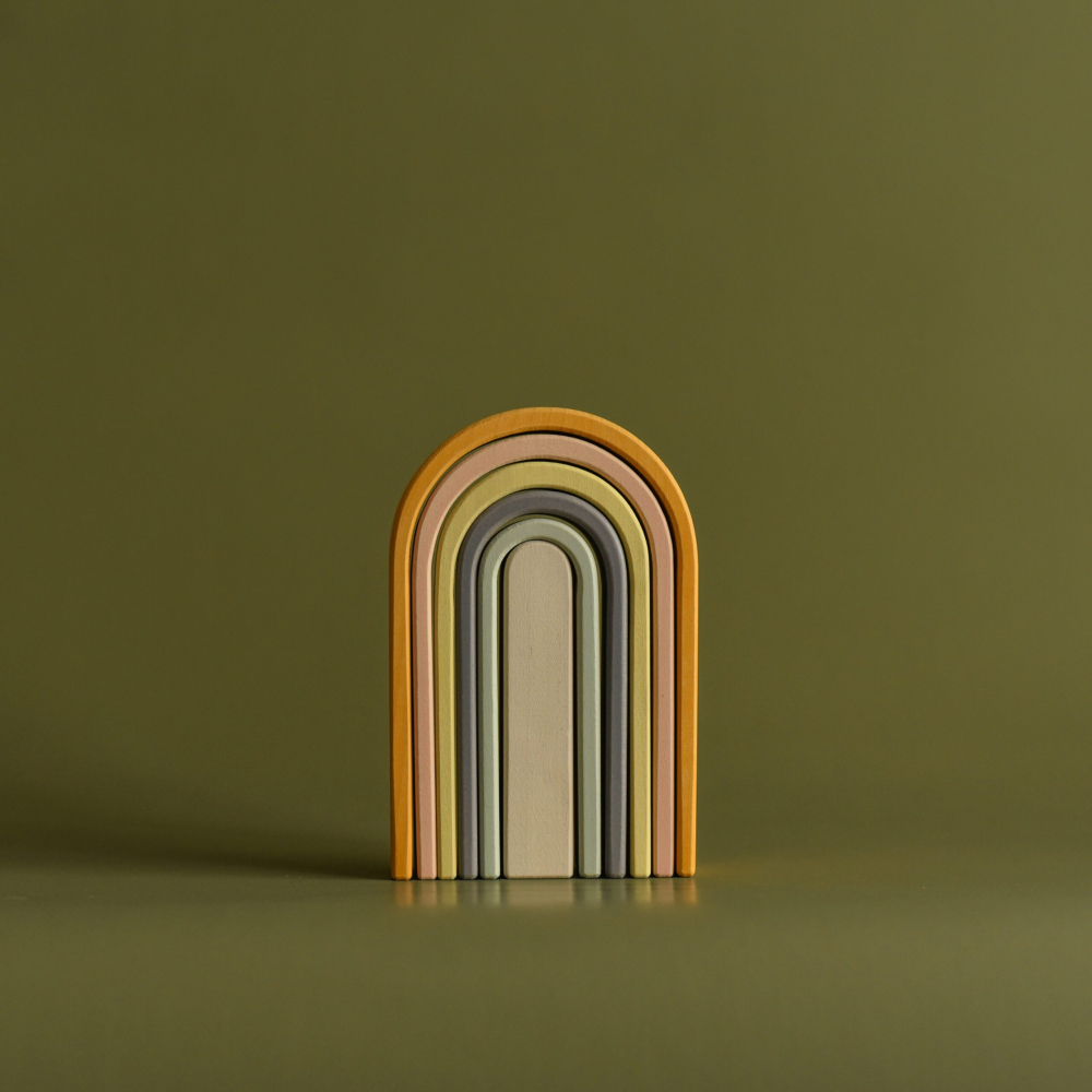 Jucarie din lemn - Curcubeu mini (culori pastel) [2]
