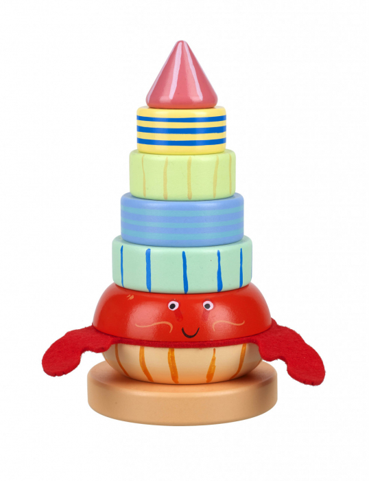 Jucarie din lemn de stivuit cu crab, Orange Tree Toys, varsta 1 - 3 ani, Baiat, Fata [3]