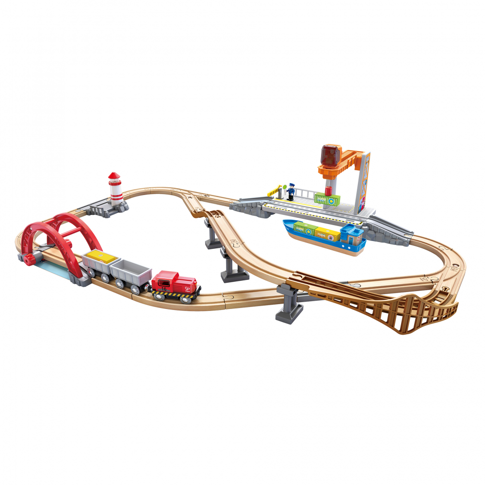 Jucarie din lemn - Set de transport maritim si feroviar (38 piese) [1]