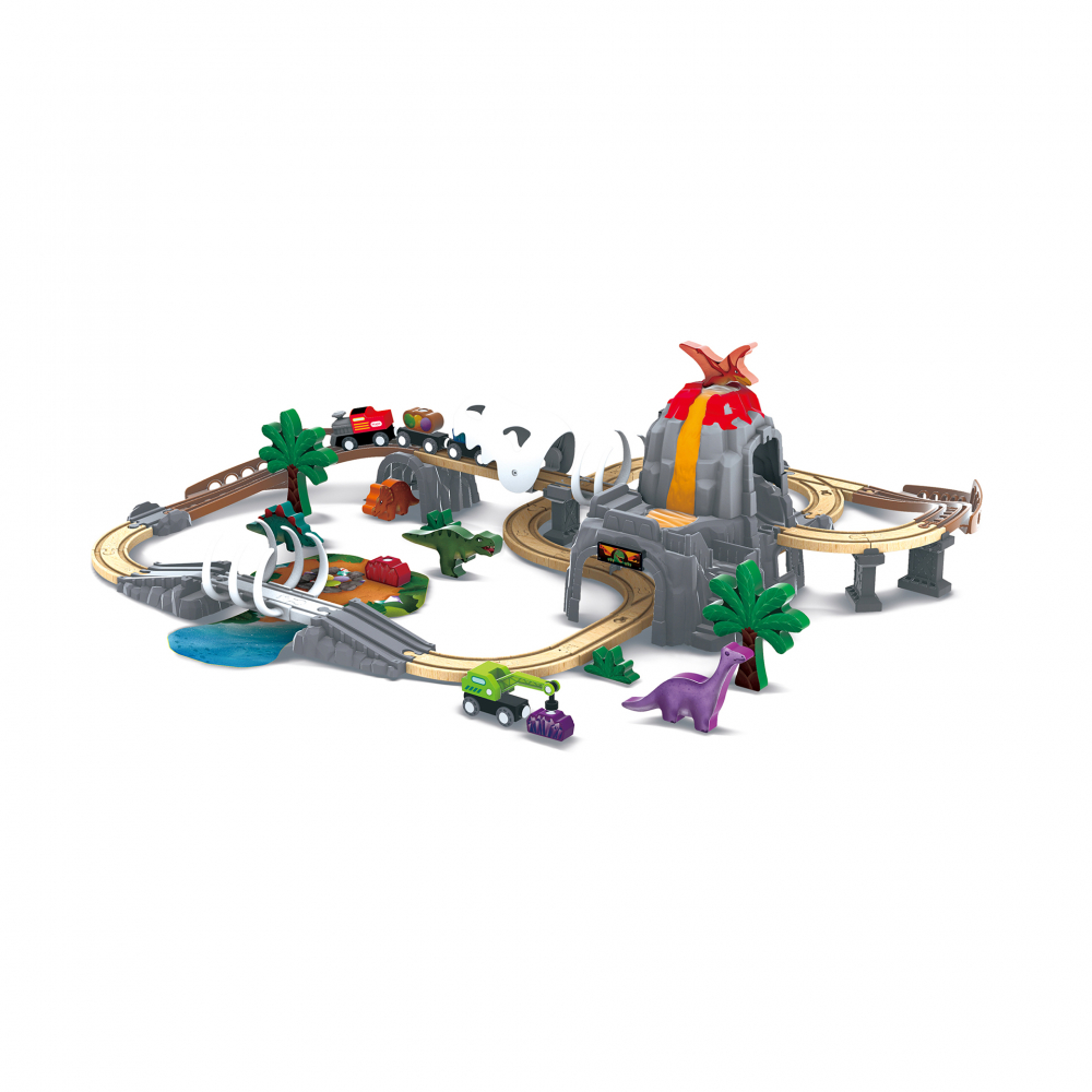 Jucarie din lemn - Tren de jucarie aventurÄƒ Dino (61 piese) [1]