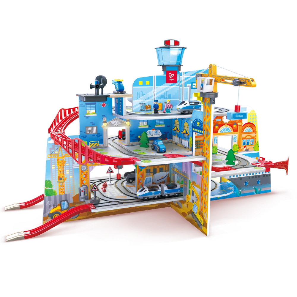 Jucarie din lemn - Tren Mega City (55 piese), copii varsta 3 ani+,6 ani+,8 ani+ [3]