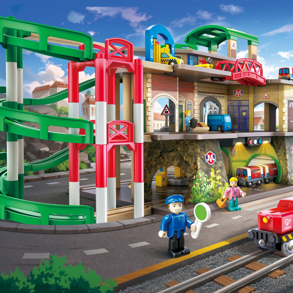 Jucarie din lemn - Tren pe 3 nivele (58 piese), copii varsta 3 ani+,6 ani+,8 ani+ [5]