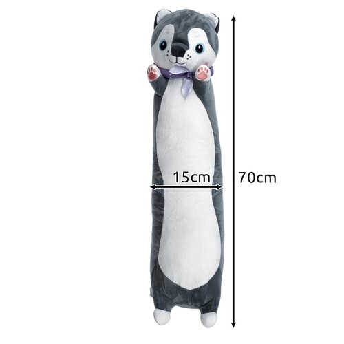Jucarie din plus catelus husky 70 cm – perna lunga moale pentru copii 1+ [2]