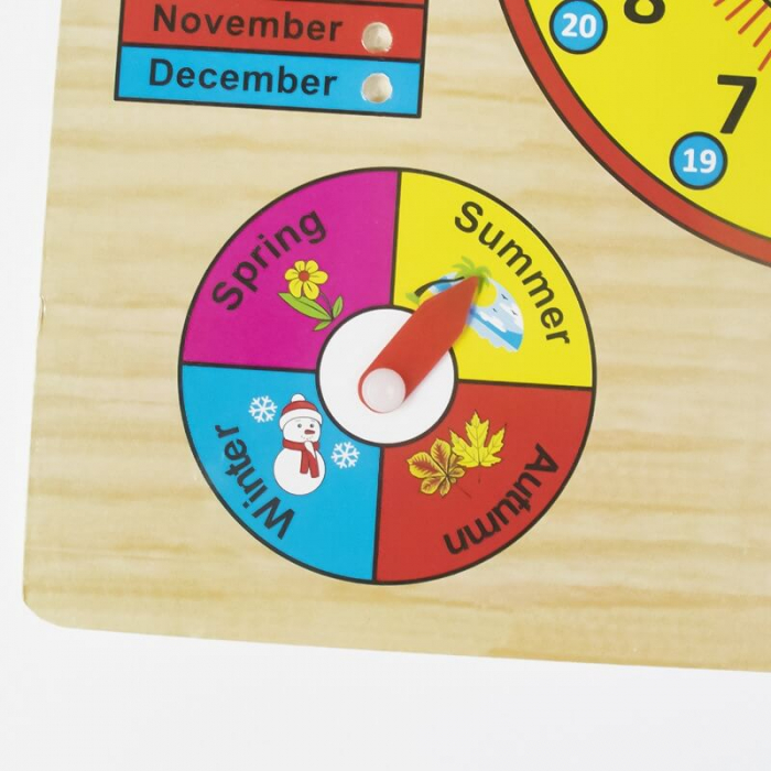 Jucarie educativa si interactiva din lemn calendar, ceas. [4]