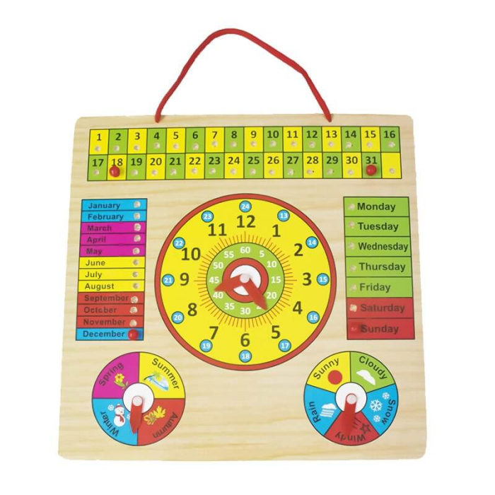 Jucarie educativa si interactiva din lemn calendar, ceas. [1]