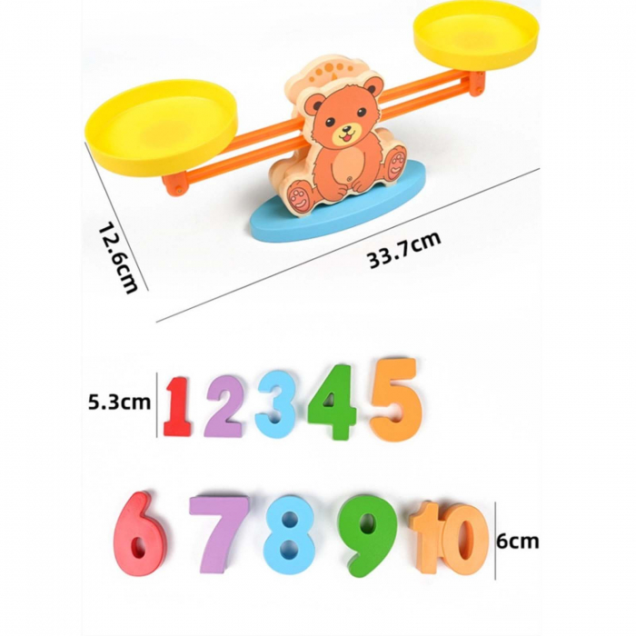 Jucarie educativa balanta din lemn, cu cifre, pestisori si carduri [6]
