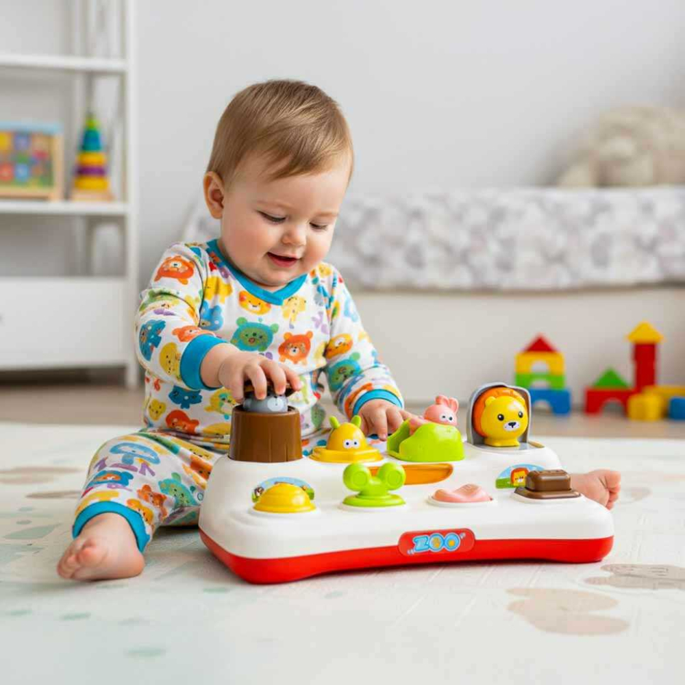 Jucarie educativa pentru copii, Centru de activitati, Pop-Up Animale cu lumini si muzica [10]