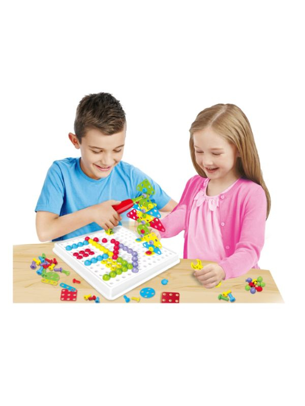 Jucarie educativa si interactiva, set bormasina cu 237 piese, cadou pentru copii cu varsta cuprinsa intre 3-10 ani, Multicolor [3]