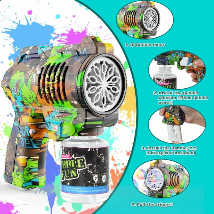 Jucarie Pistol Baloane de Sapun, Dinozauri, 3 culori - Micostore.ro [5]