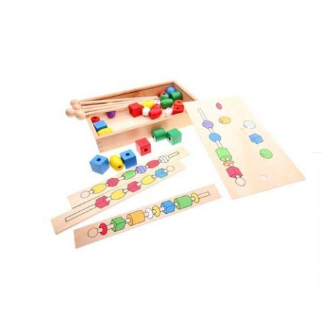 Jucarie Montessori din lemn cu bile si bete, forme geometrice. [6]