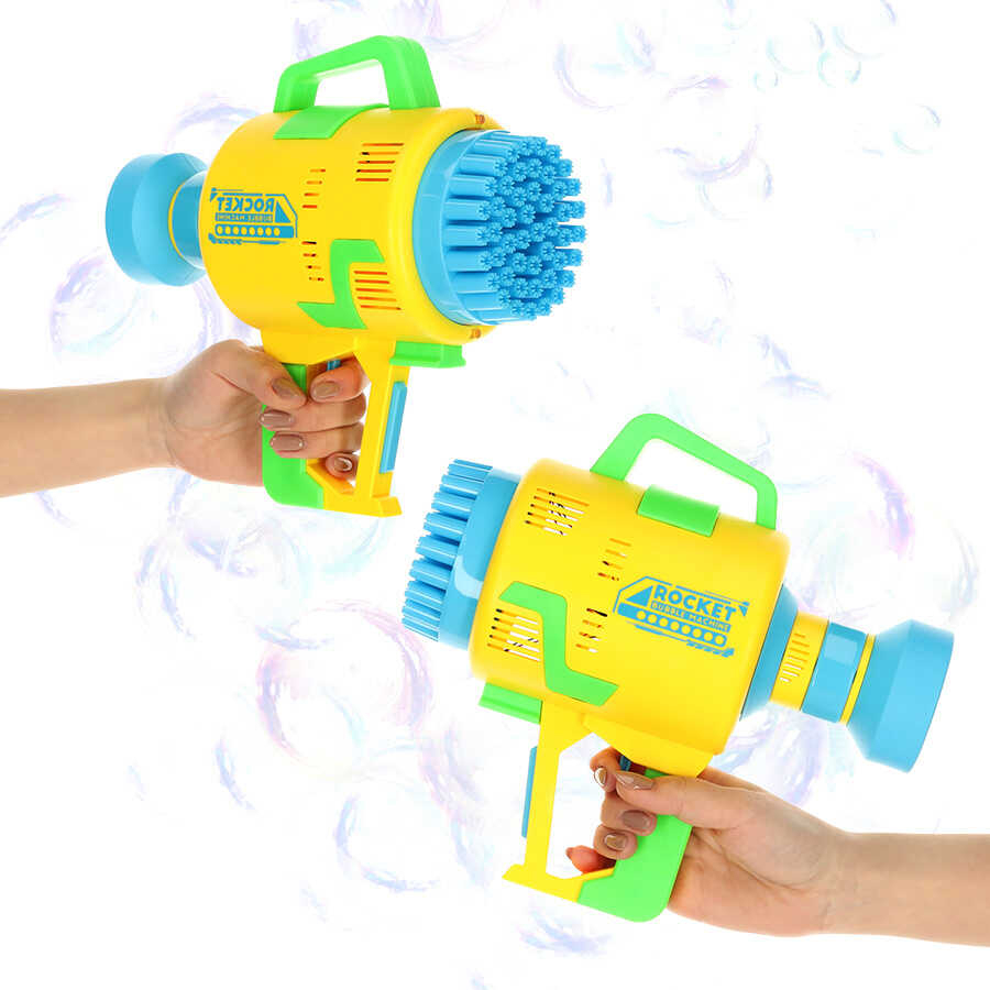Pistol Baloane Sapun, Jucari, 48 orificii, cu lumini si baterie USB, Albastru [4]