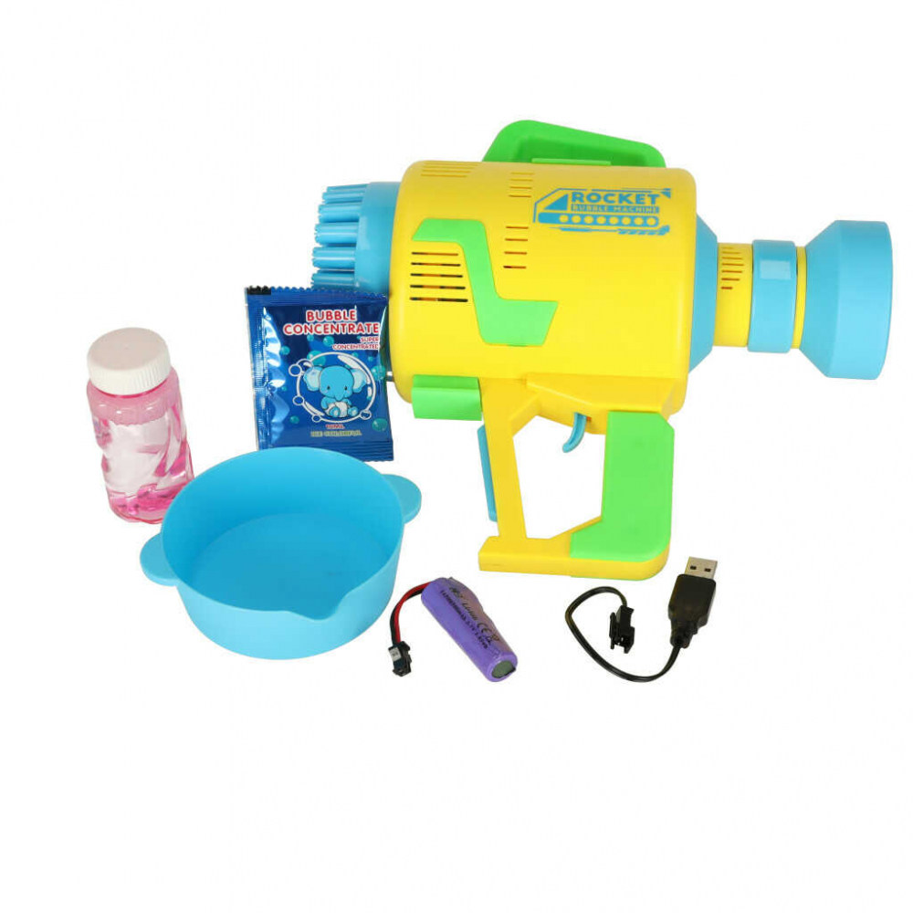 Pistol Baloane Sapun, Jucari, 48 orificii, cu lumini si baterie USB, Albastru [6]