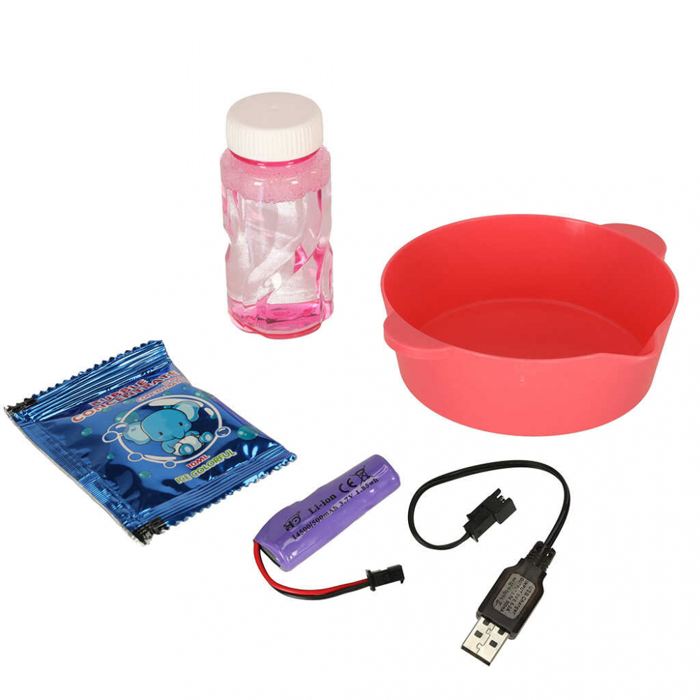 Pistol Baloane Sapun, Jucari, 48 orificii, cu lumini si baterie USB, rosu [12]