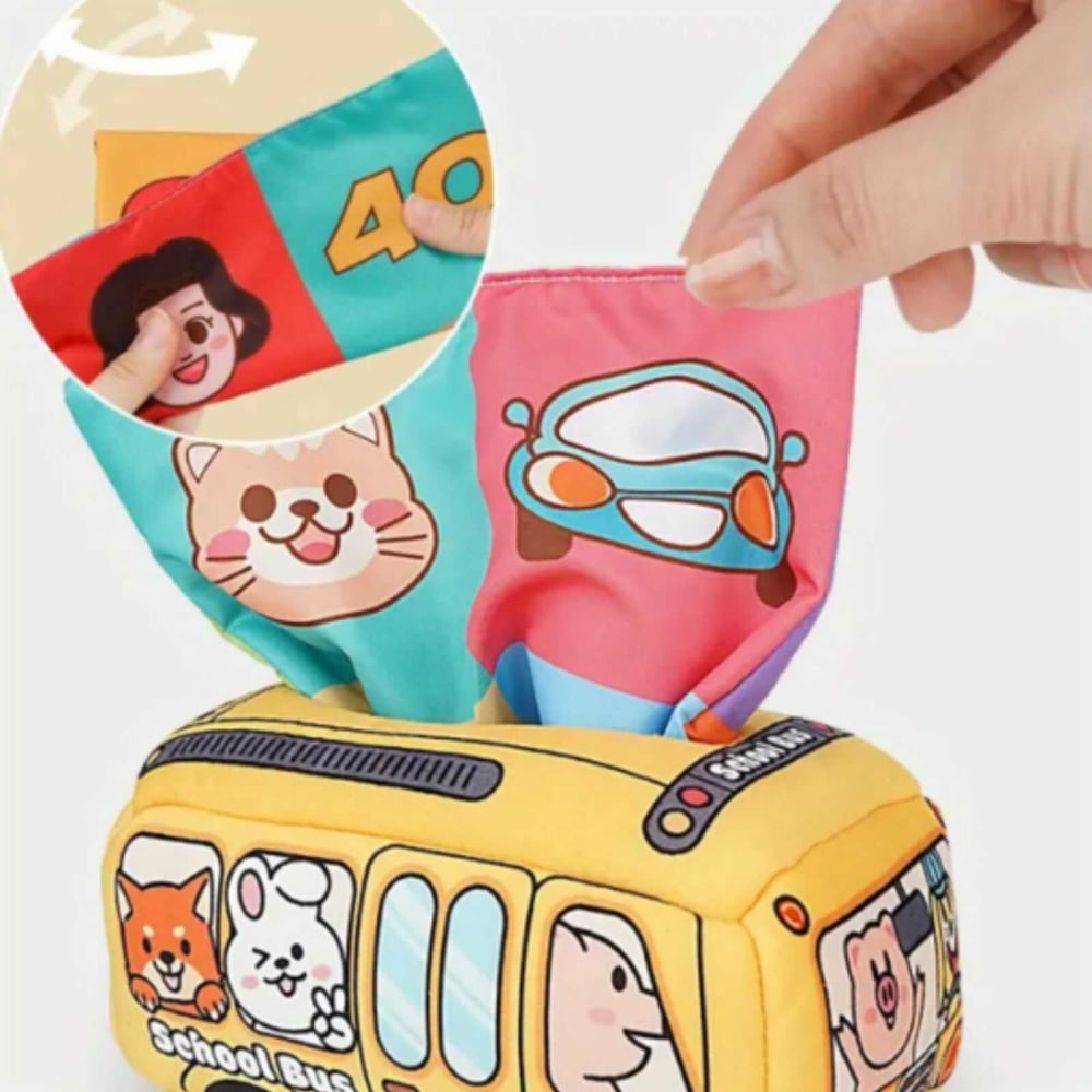 Jucarie senzoriala bebe Cutia cu batiste Montessori | Jucarie educativa 0 luni+ [8]