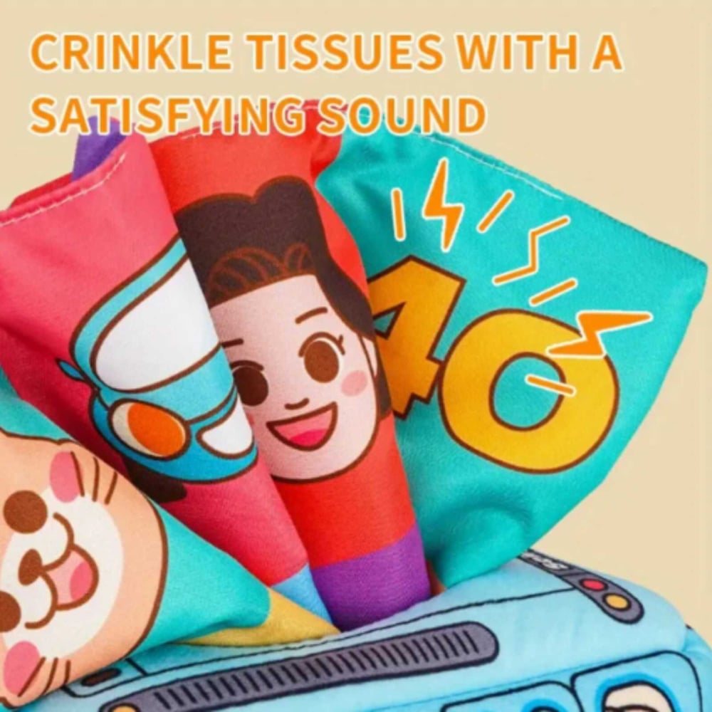 Jucarie senzoriala bebe Cutia cu batiste Montessori | Jucarie educativa 0 luni+ [6]