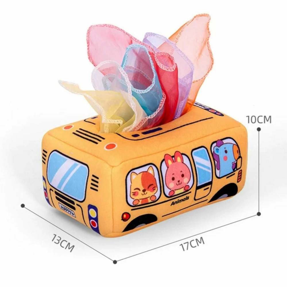Jucarie senzoriala bebe Cutia cu batiste Montessori | Jucarie educativa 0 luni+ [2]