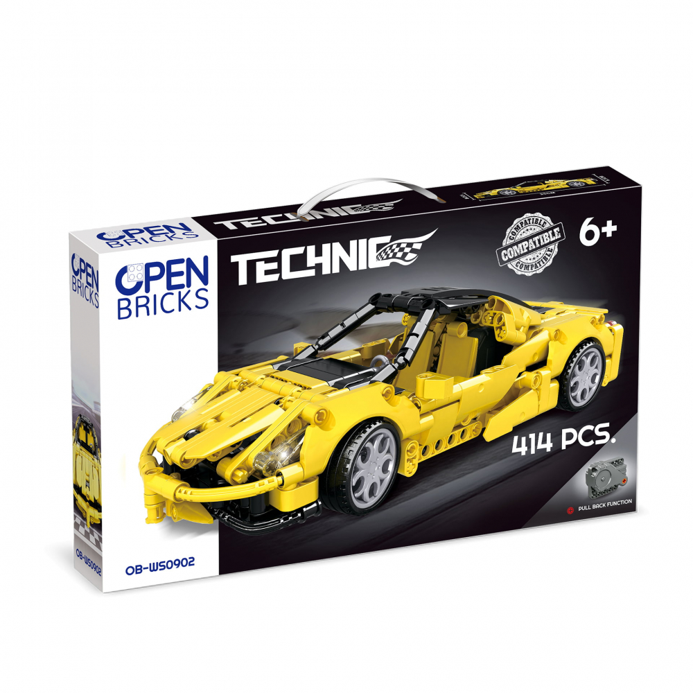 Jucarie tip lego tehnic de constructie masina sport galbena (414 piese) [1]