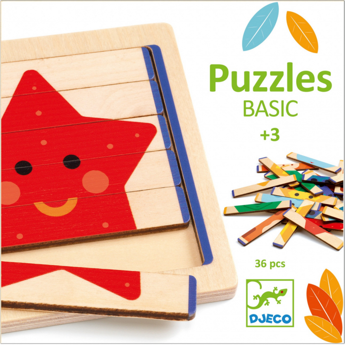 Puzzle basic, 36 piese din lemn, longitudinale, Djeco [4]