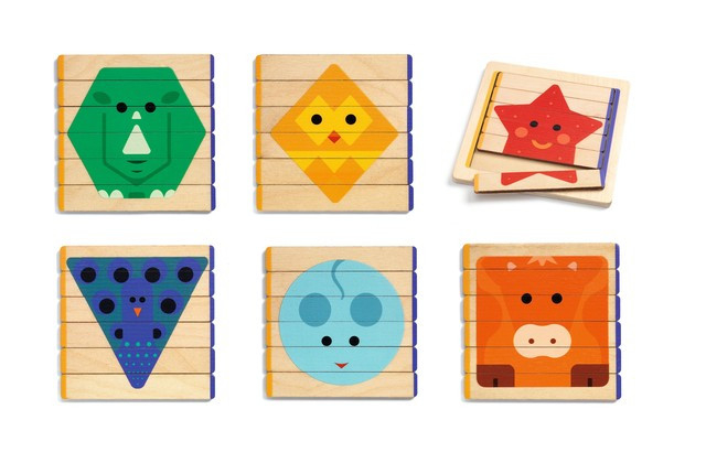 Puzzle basic, 36 piese din lemn, longitudinale, Djeco [3]