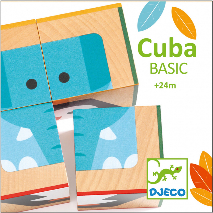 Set 4 Cuburi din lemn, puzzle basic, Jucarii Montessori, Djeco [3]
