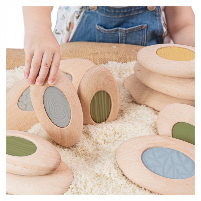 Jumbo Sensory River Stones, set senzorial din lemn, Guidecraft, 2-7 ani [2]