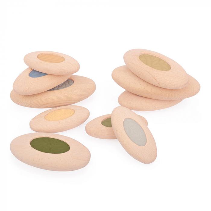 Jumbo Sensory River Stones, set senzorial din lemn, Guidecraft, 2-7 ani [6]