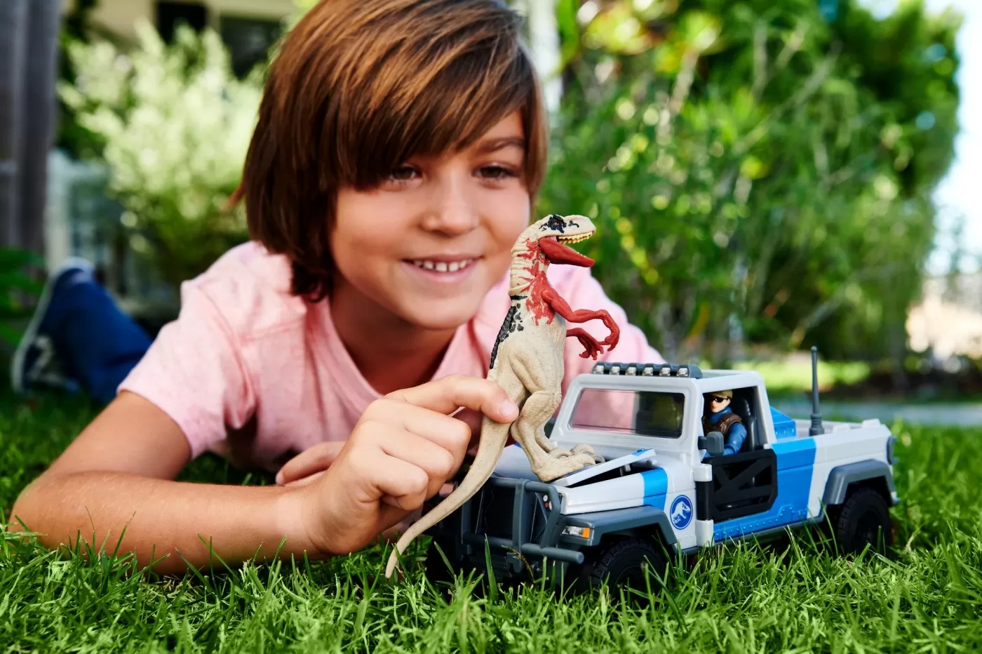 Jurassic world dino trackers set camioneta search and smash si dinozaur atrociraptor, varsta de la 4 ani la 8 ani [3]