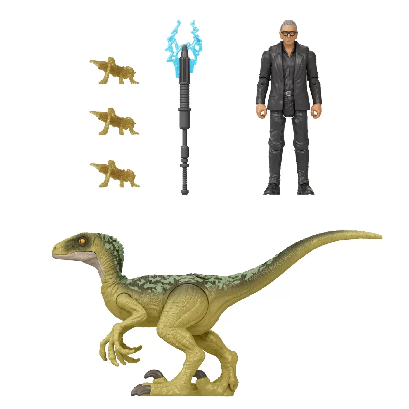 Jurassic world dominion set 2 figurine dr. ian malcolm si velociraptor, varsta de la 4 ani la 7 ani [3]
