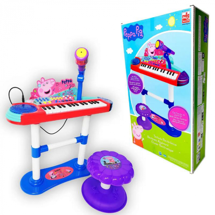 Orga electronica, 37 clape, cu microfon si scaunel, de jucarie, Peppa Pig [2]