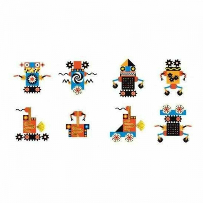 Kinoptik - Roboti, Joc cu 60 piese magnetice, de imaginatie, constructie si animatie, 6 ani+, Djeco, varsta 3 - 6, 6 - 9 ani, Baiat [4]