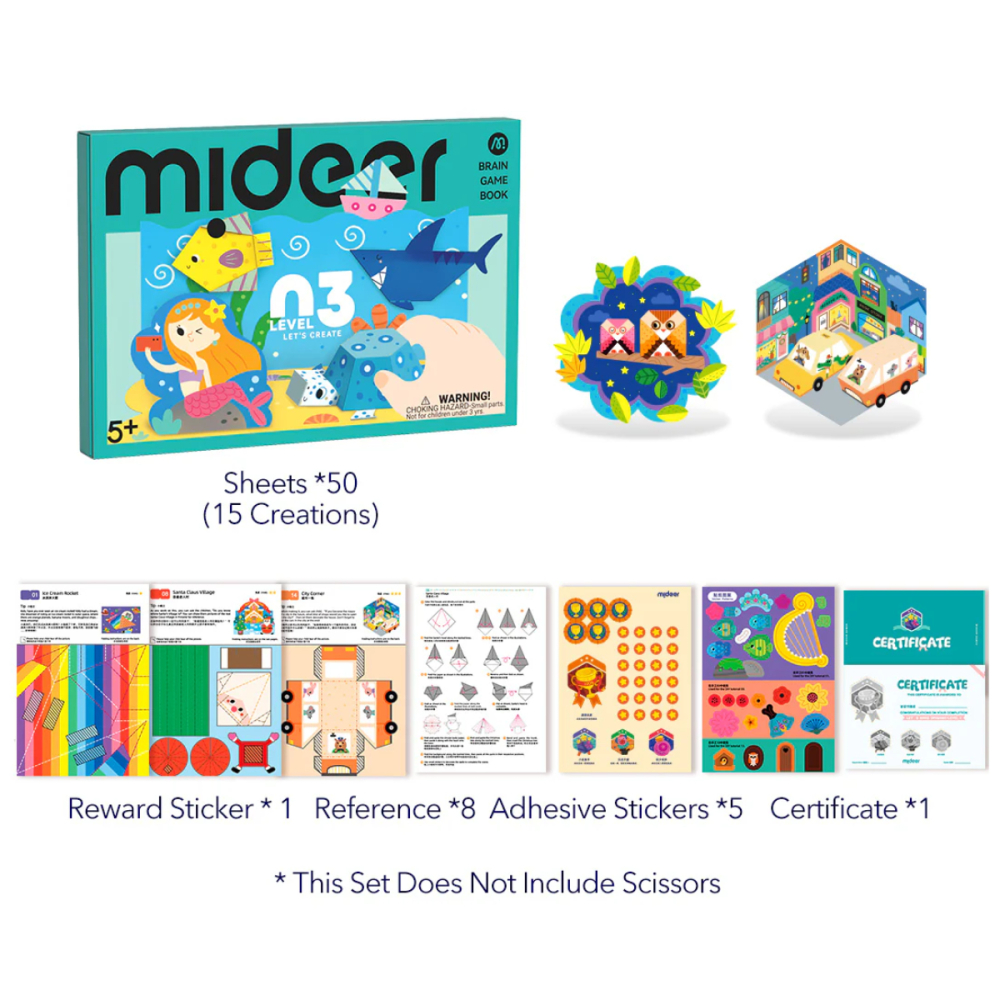 Kit Creativ Brain Game Book Let's Create Nivel 3, 50 Activitati Artizanat, Varsta 5 Ani+ [6]