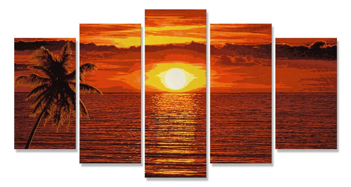 Kit pictura pe numere schipper apus in caraibe, 5 tablouri [2]