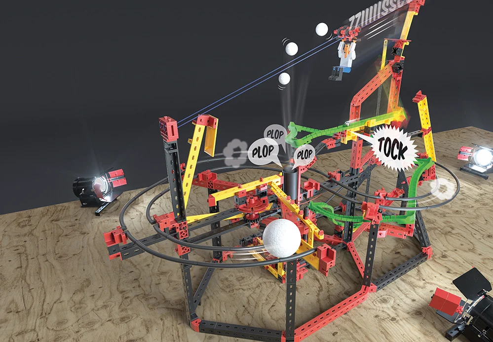 Kit STEM Circuite XL de reactii in lant traznite, Set constructie 682 piese, Fischertechnik, varsta 6 - 9, 9+ ani, Baiat, Fata [6]