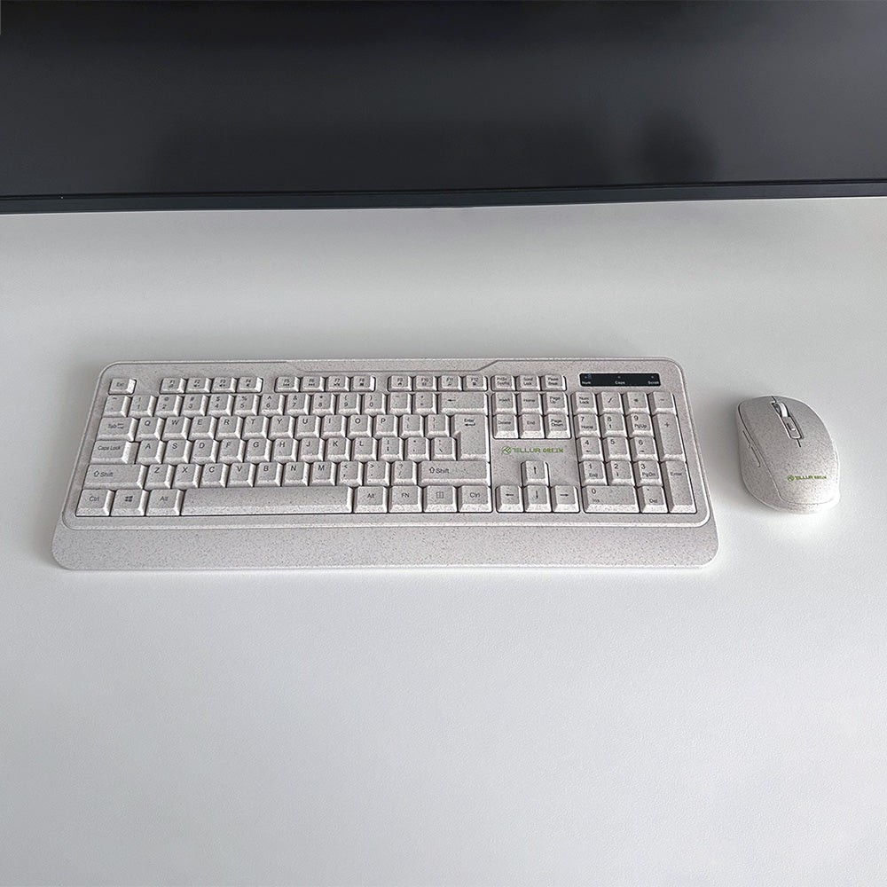 Kit tastatură și mouse fără fir Tellur Green, 2.4GHz, nano receiver, crem [5]