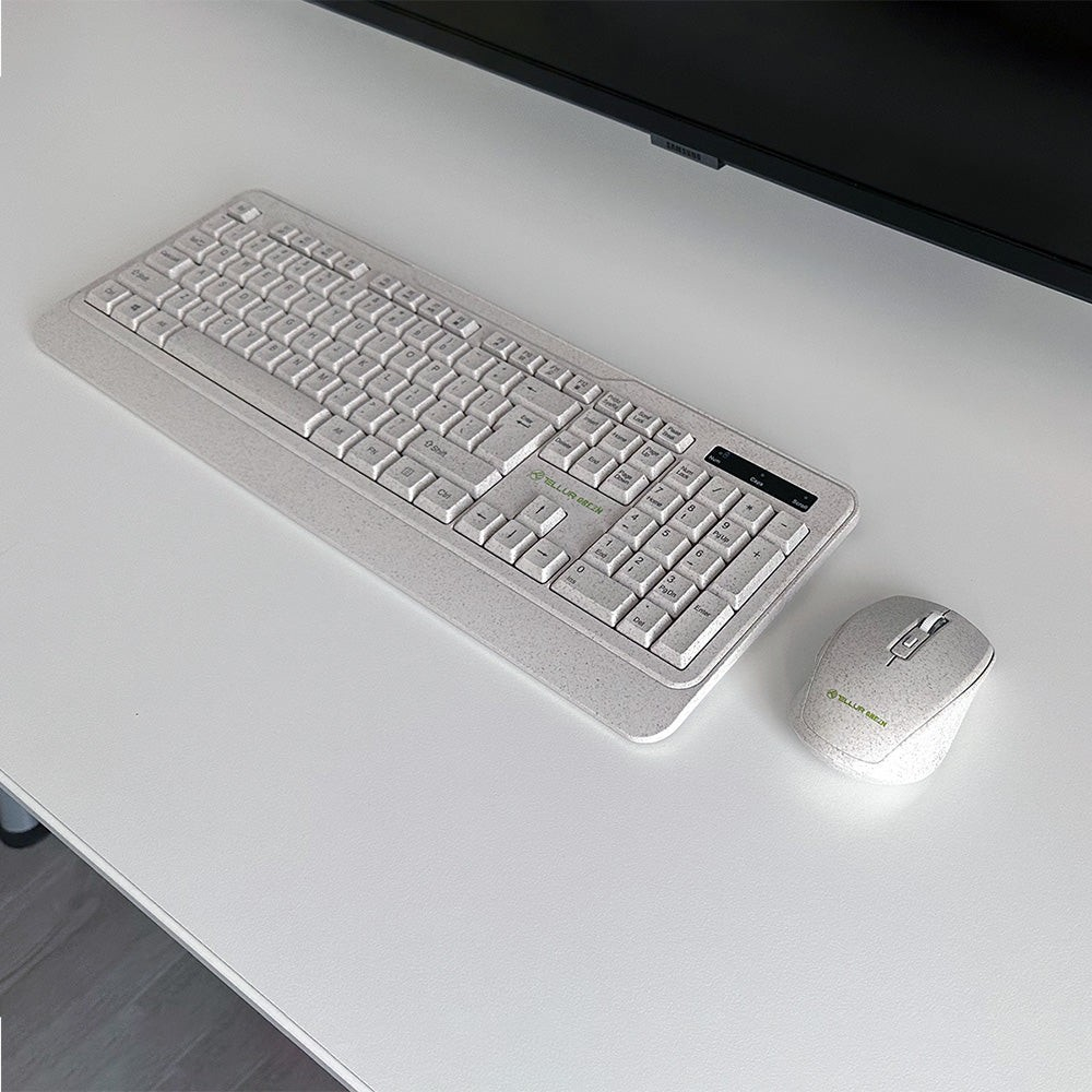 Kit tastatură și mouse fără fir Tellur Green, 2.4GHz, nano receiver, crem [3]