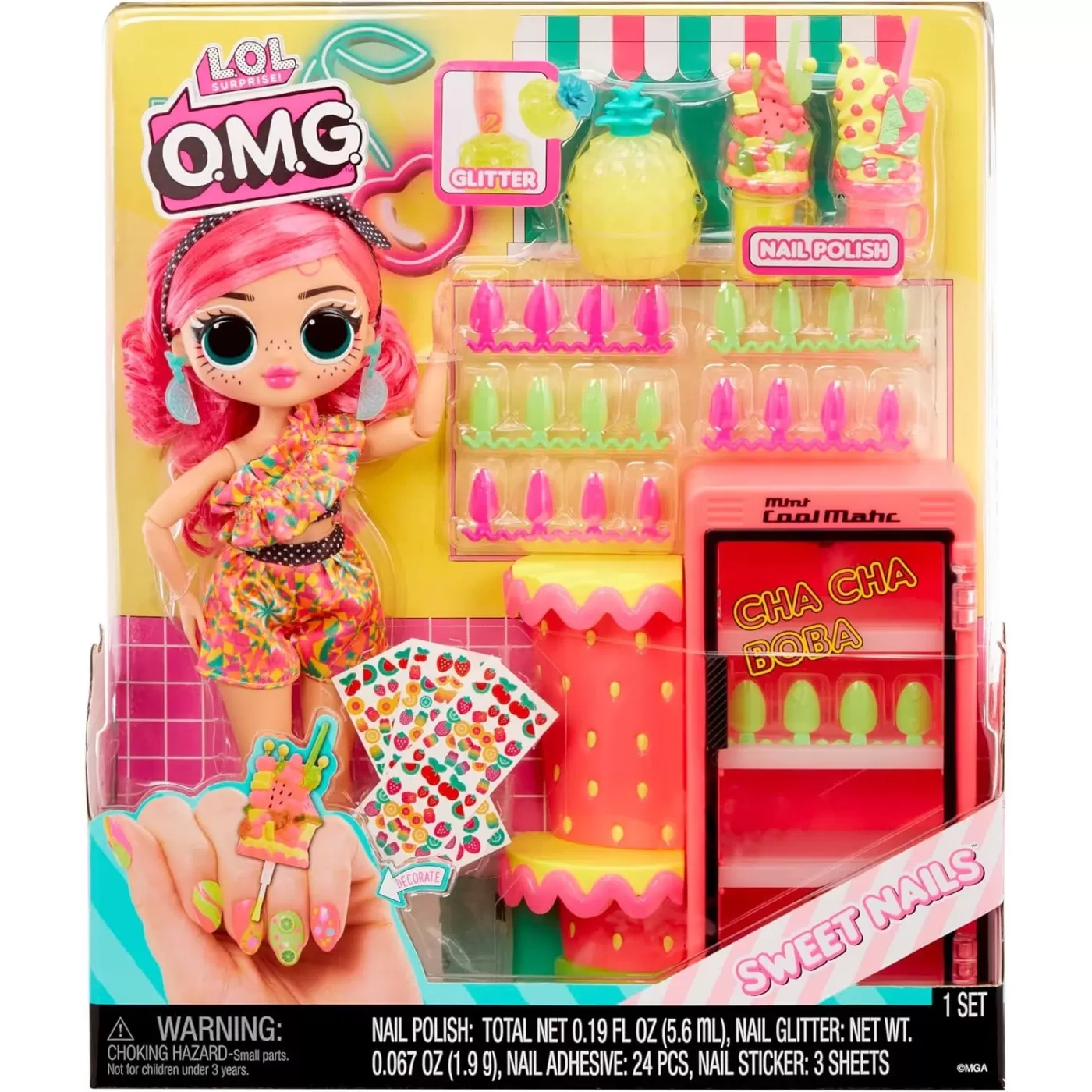 L.o.l. surprise! omg sweet nails pinky pops fruit shop set papusa cu accesorii, varsta de la 3 ani la 7 ani [1]