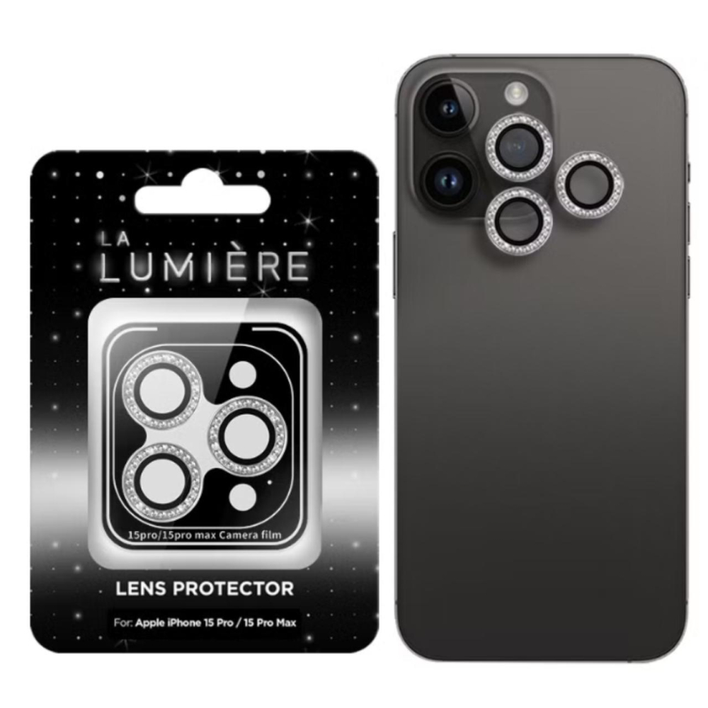 La Lumiere Folie Sticla Camera Diamond Lens iPhone 15 Pro / 15 Pro Max Argintiu [2]