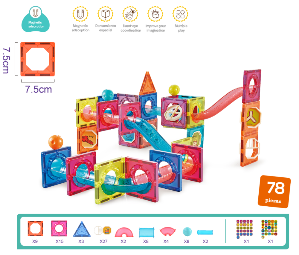 Labirintul meu magnetic - 78 piese (7.5 cm) [4]