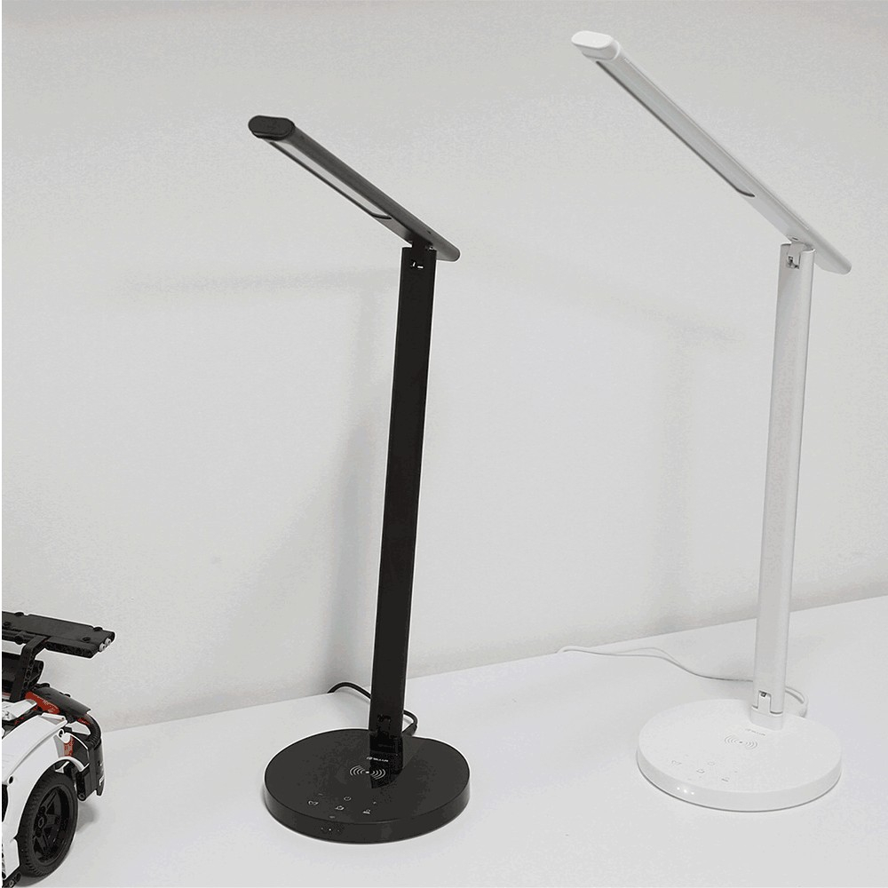 Lampă de birou WiFi Tellur Smart, 12W, lumină albă, caldă, Qi 10W, USB 10W, reglabilă, alb [8]