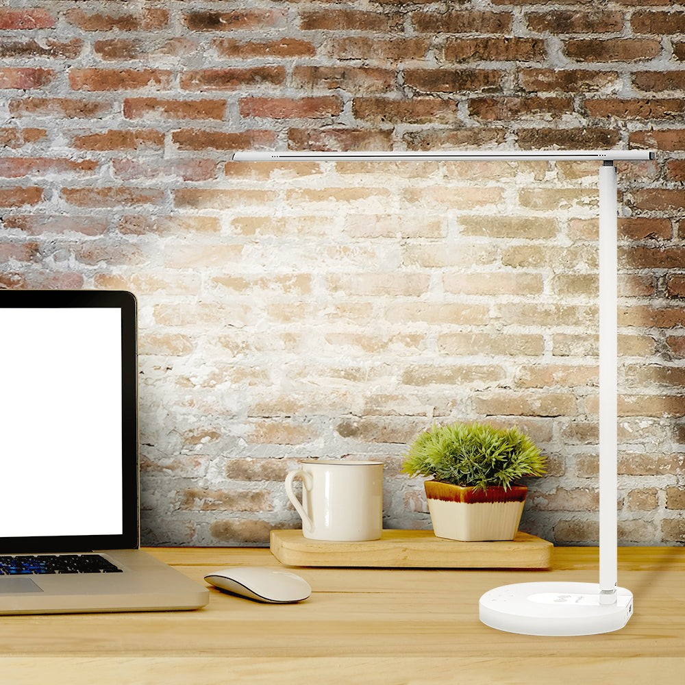 Lampă de birou WiFi Tellur Smart, 12W, lumină albă, caldă, Qi 10W, USB 10W, reglabilă, alb [9]