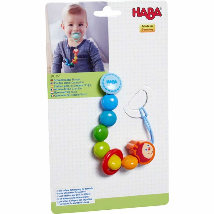 Lant de siguranta pentru suzeta, din lemn, Omida - Micostore.ro [3]