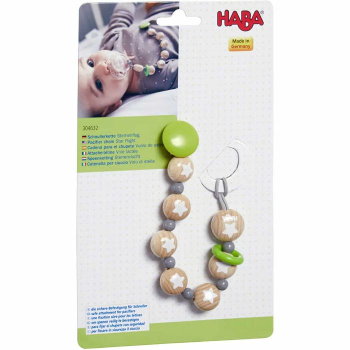 Lant de siguranta pentru suzeta, lemn colorat, Stele - Micostore.ro [3]