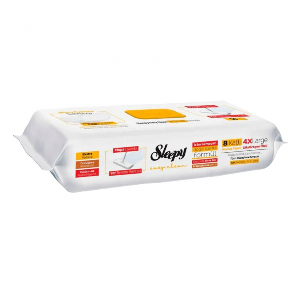 Lavete umede pardoseli Sleepy Galben, 50 buc cu Otet si Bicarbonat [1]